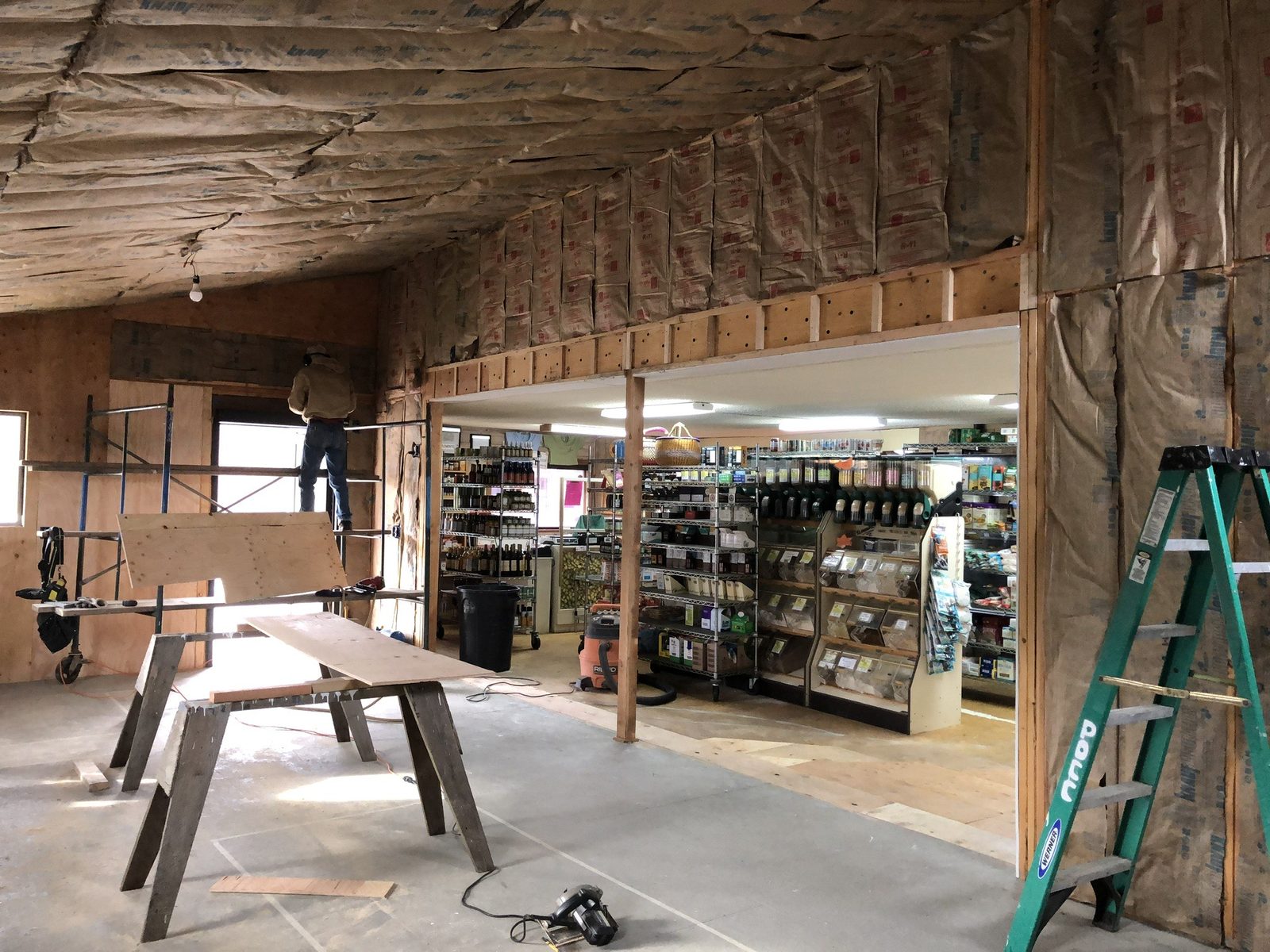 The new addition with shelves stocked